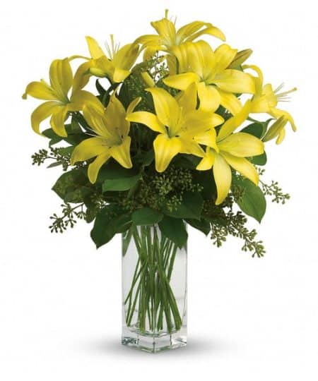 gorgeous bouquet of bright yellow blooms.